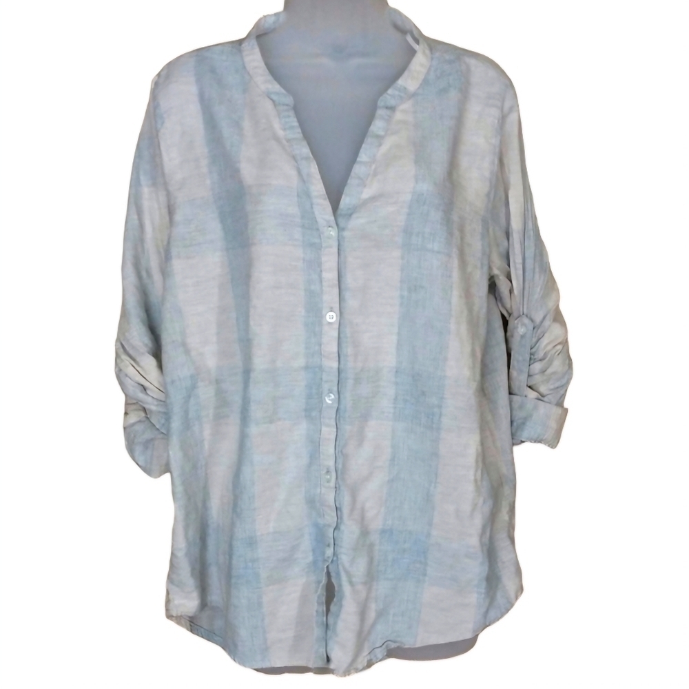 Max Jeans Rolled Sleeve Button Up‎ Tunic